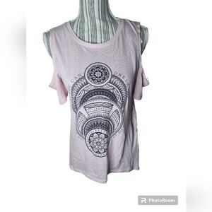 Freeze women's blush pink cold sholder crew neck top size S